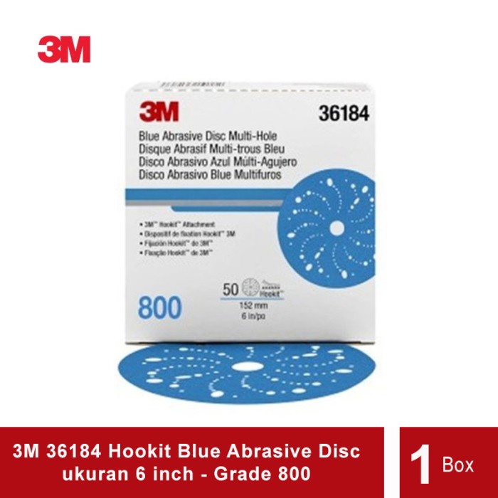 Amplas 3M 36184 Blue Abrasive Disc Amplas Bulat Tempel 6 In Grade 800 - 1 Box