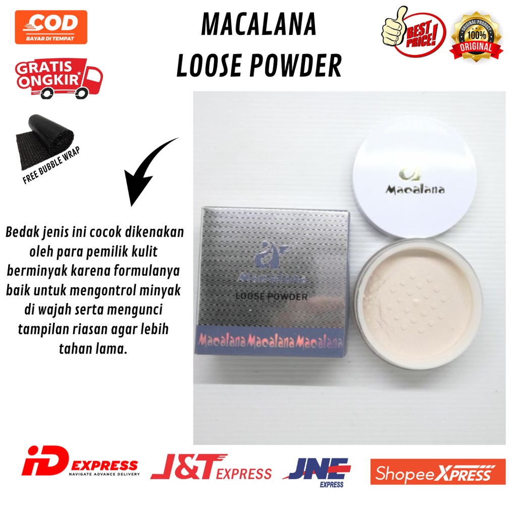 Macalana Bedak Loose Powder Oil Control 20 GR Mengontrol Minyak Berlebih & Mengunci Makeup Ringan Di