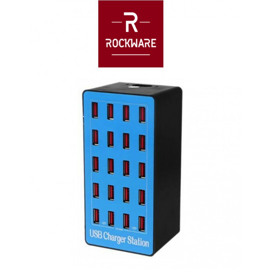 ROCKWARE A5 Plus - USB Wall Smart Charging Station 20 Port 100W 20A