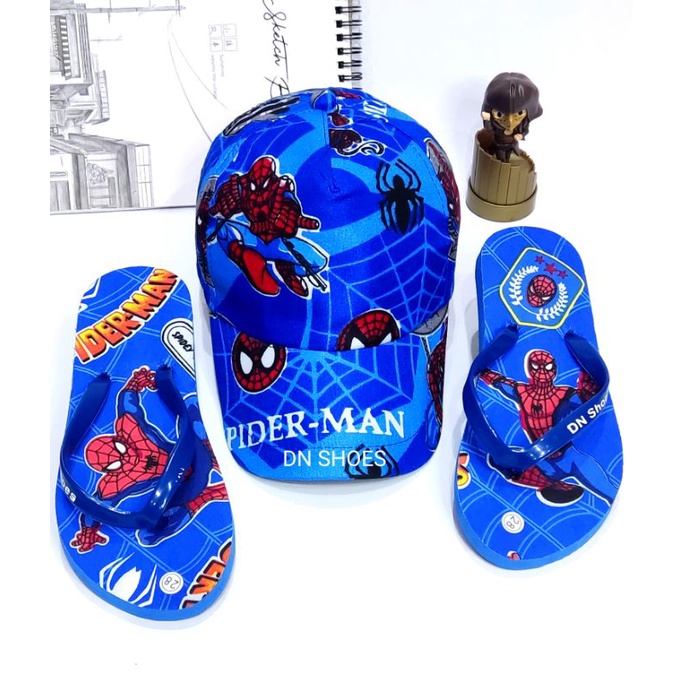 Paket Topi Anak Laki Laki Topi Anak Paket Jepit Anak Laki Lucu Karakter Spiderman Biru Navy Murah