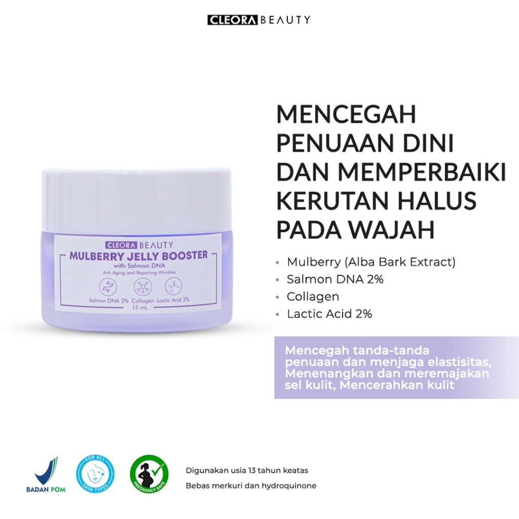 [ Agen Resmi ] Cleora Mulberry Jelly Booster With Salmon DNA - Moisturizer Gel Original BPOM