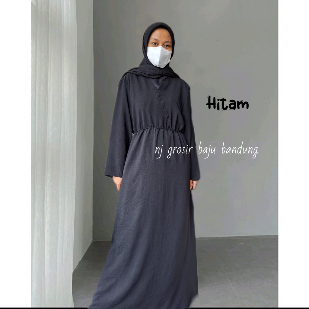 Dress wanita kekinian//dress wanita terbaru buat lebaran //gamis wanita bahan crinkle putih