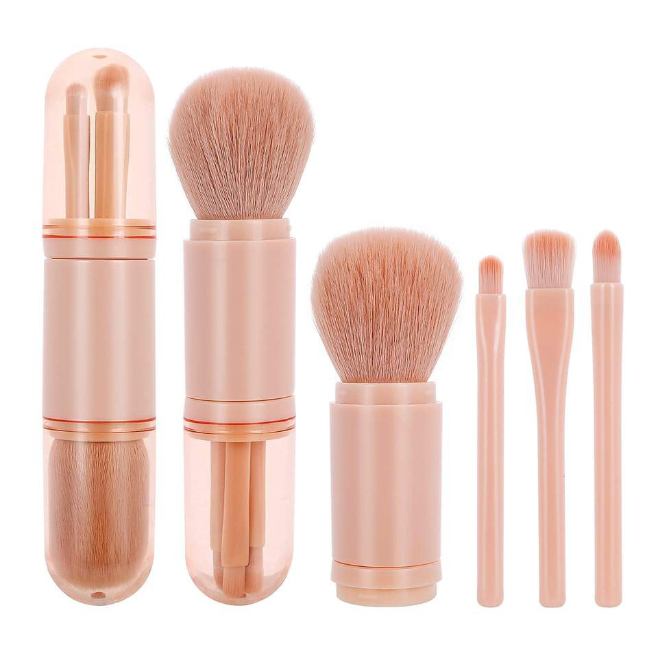 Makeup Brush Set 4-In-1 Portable Telescopic Traveling Makeup Brush Kit