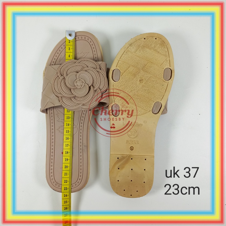 8353-31 Sandal Selop Karet Jelly Wanita Verotino Sendal Slop Cewek Motif  Bunga Verotino