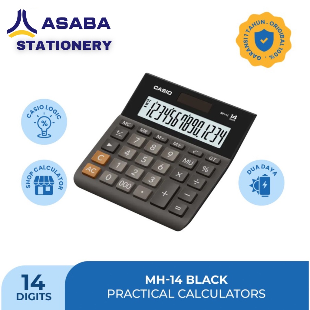 

Asaba Stationery - Kalkulator Toko/Dagang Casio MH-14 Black