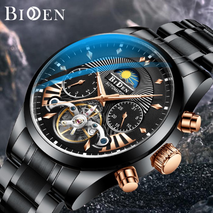 {CollectionStore} BIDEN jam tangan pria Mekanik Mewah Bisnis Tahan Air Jam Tangan - Hitam Limited