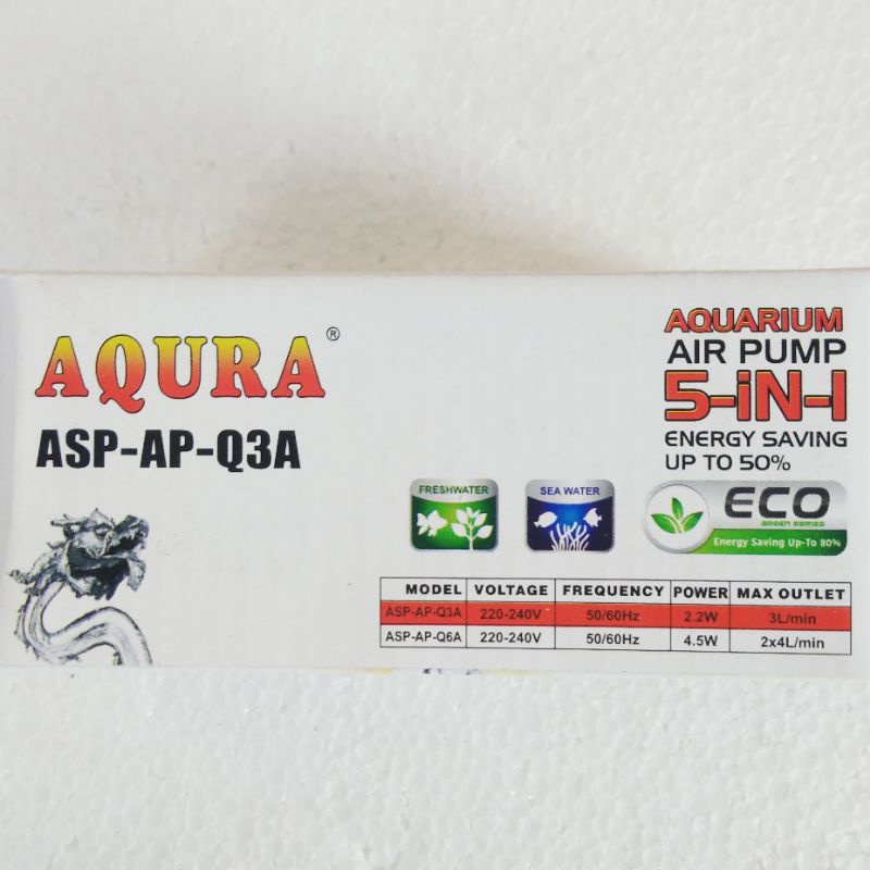 PAKET LENGKAP aerator 1 satu lubang AQURA ASP AP Q3 A  airpump full set air pump aquarium komplit mesin gelembung udara akuarium