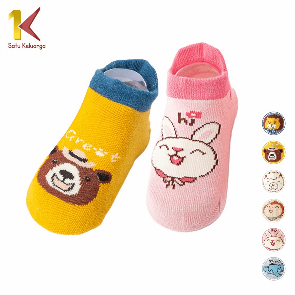 Satu Keluarga Kaos Kaki Anak Bayi Balita Animal Sock Anti Slip Unisex P544 Kaus Kaki Bayi Pendek 0 3