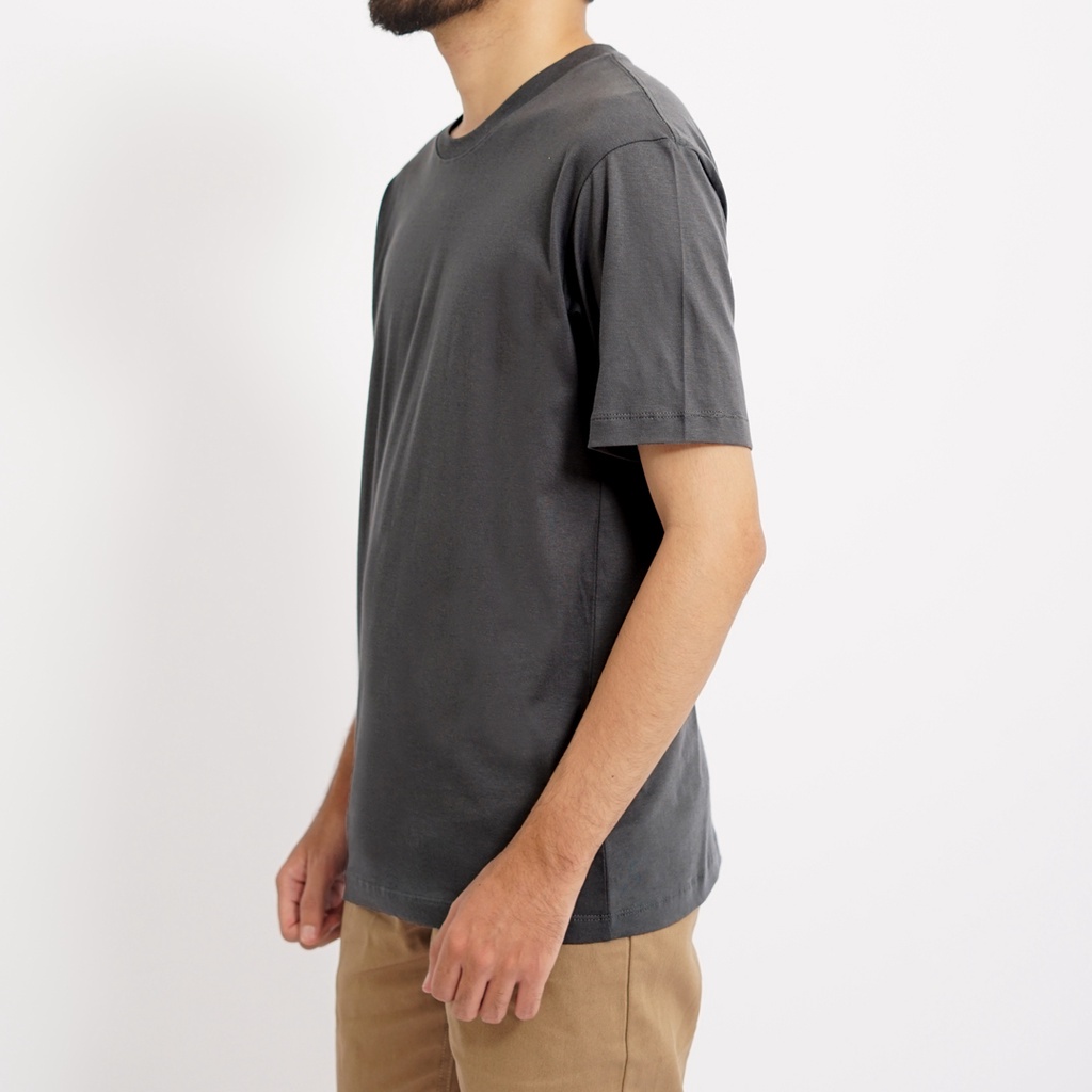 PLAIN Basic T-Shirt - Dark Grey (Kaos Polos Reguler Cotton 30s)