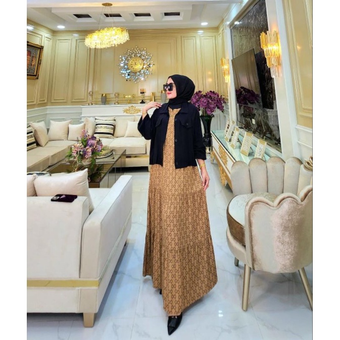 M560 LAVINA SET CARDI DAN DRESS GAMIS YUKENSI BUSUI FRIENDLY COTTON KATUN WUDHU FRIENDLY OUTER LUARA