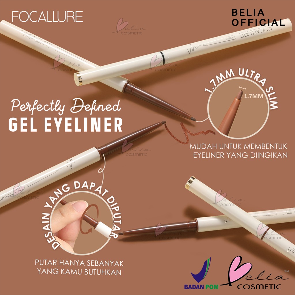 ❤ BELIA ❤ 'FOCALLURE Lasting Perfectly Defined Gel Eyeliner FA243' | 'Waterproof' | '#ConfidenceHalo Tahan air Eyeliner Gel pencil'
