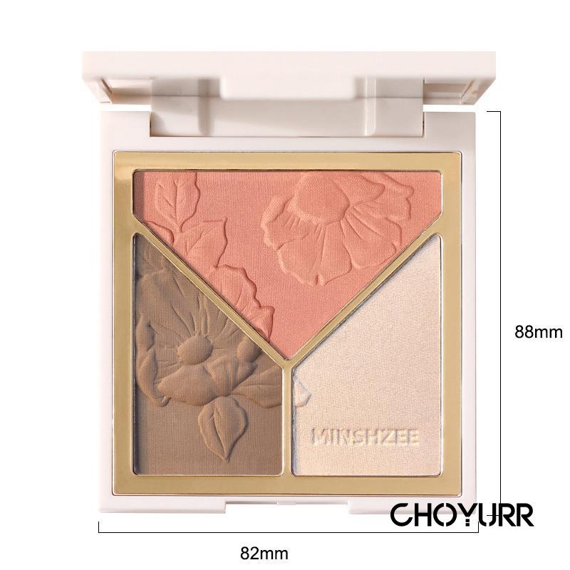 【COD】3 In 1 Highlighter Palette / Contour Powder / Blusher Matte Face Makeup Pigmented Blusher Palette Cosmetics Long Lasting Makeup-CH