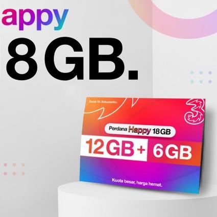 12.12 Promo Brand Kartu Perdana Kuota Internet TRI HAPPY 18 GB 30 HARI TRI HAPPY 18 GB KARTU PERDANA gas 