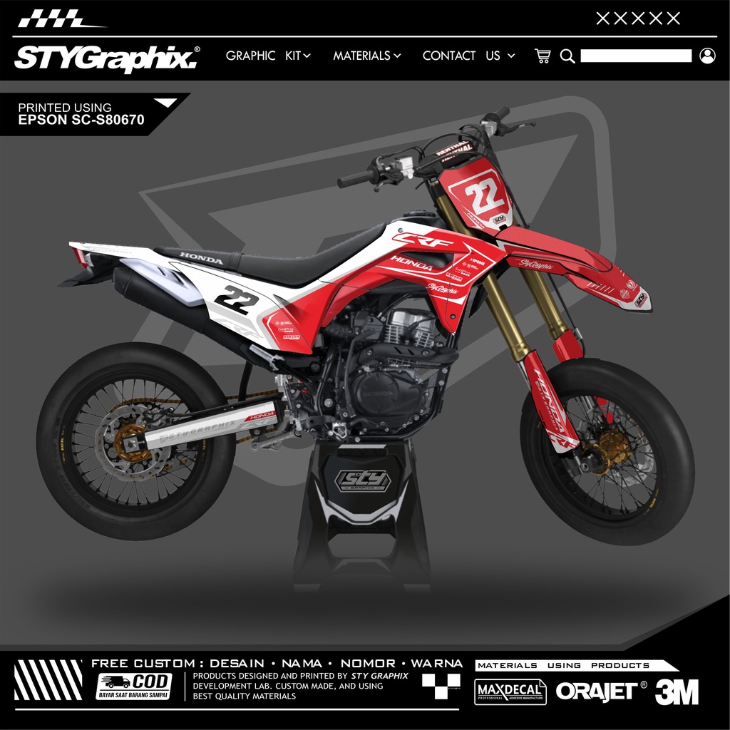 DECAL CRF150L PUTIH SIMPEL KEREN