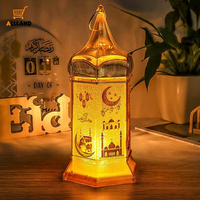 1pc Lampu Kastil Ramadhan Plastik LED Tenaga Baterai/Lampu Tidur Gantung Hias Lebaran Kreatif/Layout Adegan Romantis Pesta Muslim Lampu Peri