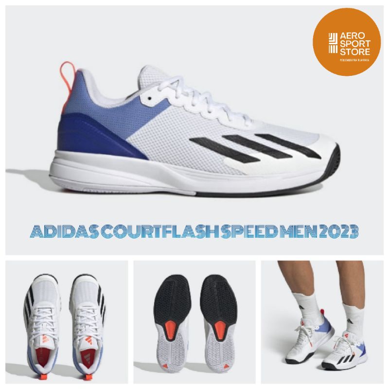 [ SEPATU TENIS LAPANGAN ADIDAS COURTFLASH SPEED MEN 2023 - WHITE ORIGINAL ]