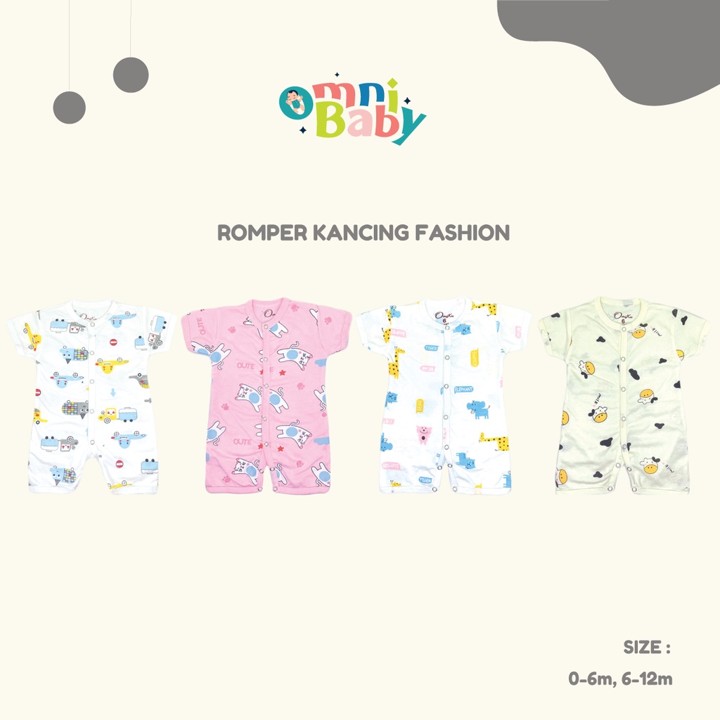 Romper Fashion Omnibaby Bayi/ Baju Bayi Romper Kancing Depan SNI