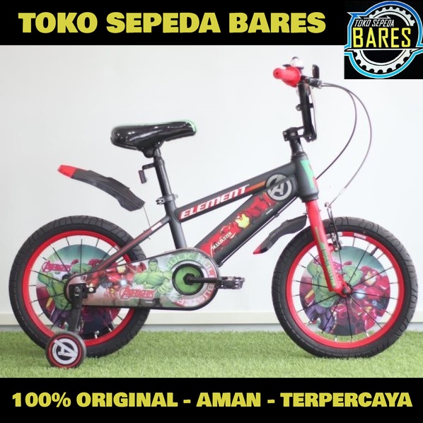 Sepeda BMX Anak 12 / 16 / 18 Element Marvel Series Hulk Buster / Avengers vs Thanos / Black Panther Edition