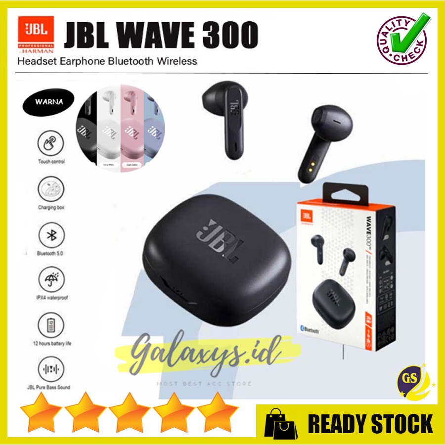 Headset Bluetooth JBL wave 300 Earphone Wireless Pure Bass Super Bass Live V 5.2