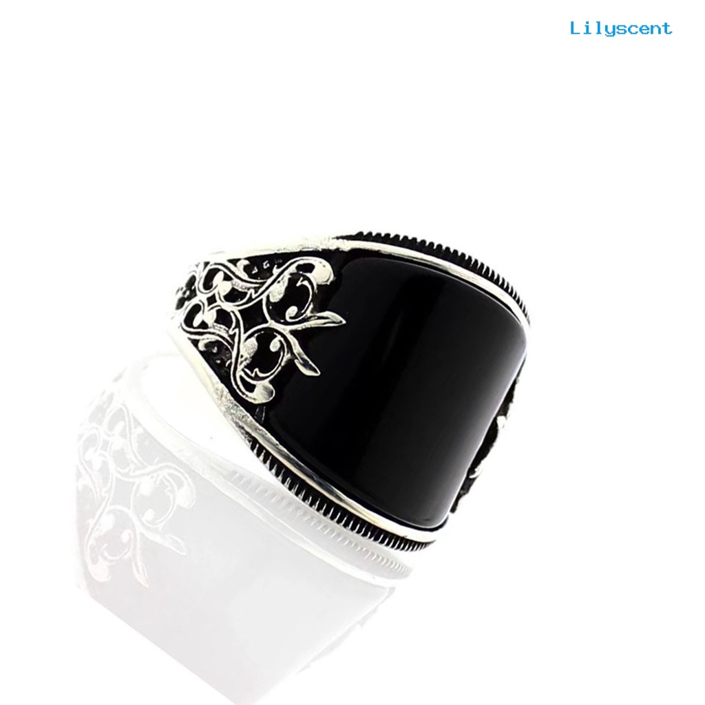 [LS] Finger Ring Baking Varnish Relief Unisex Penggunaan Bunga Hitam Broadside Jewelry Ring Untuk Dekorasi