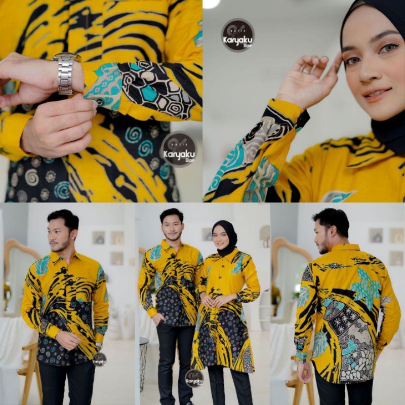 [BISA COD] COUPLE TUNIK KEMEJA BATIK COUPLE MODERN BATIK TRENDING INTERNATIONAL COUPLE