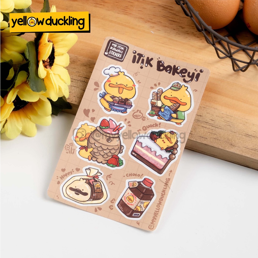 

STICKERS - ITIK BEKEYI EDITION STICKER SET - STIKER ITIK BAKERY - YELLOW DUCKLING HANDDRAWN TOKO ROTI MR ITIK - LIMITED EDITION - JURNAL STUDYGRAM DOFF MATTE FINISH WATERPROOF