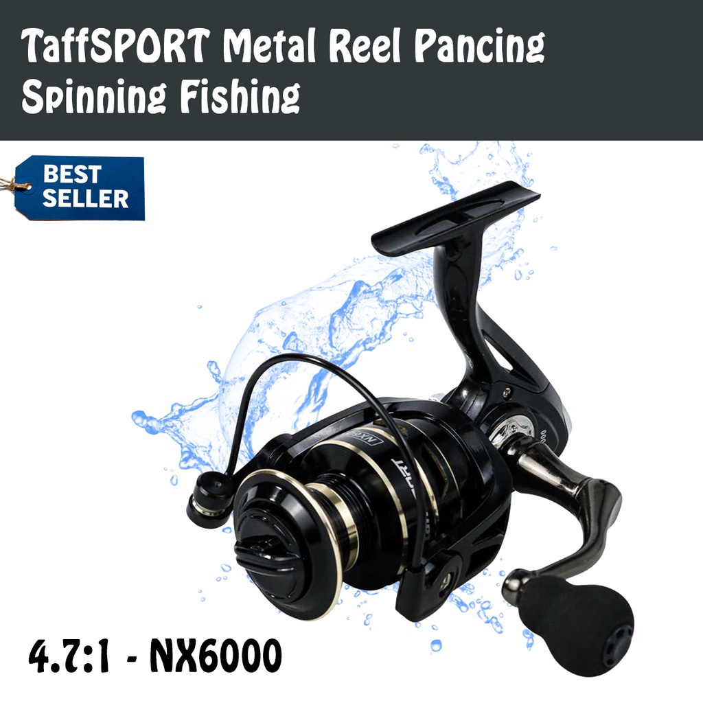 TaffSPORT Metal Reel Pancing Spinning Fishing Reel 4.7:1 - NX6000 Reel Pancing Power handle mini shimono daido daiwa laut maguro murah bangus RE - A003