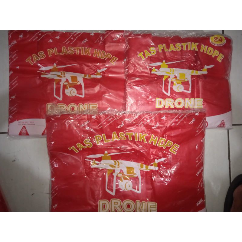 KANTONG PLASTIK HD MERAH DRONE 500 gr BERBAGAI MACAM UK
