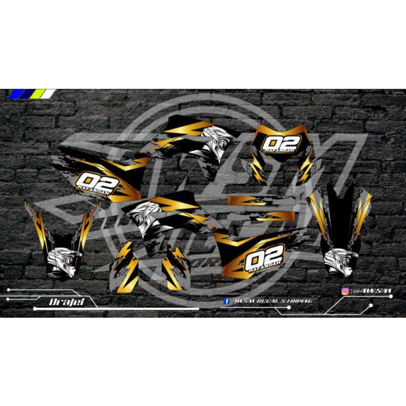 Decal crf150 hitam gold premium full hologram pelangi laminasi super glossy tebal maxdecal