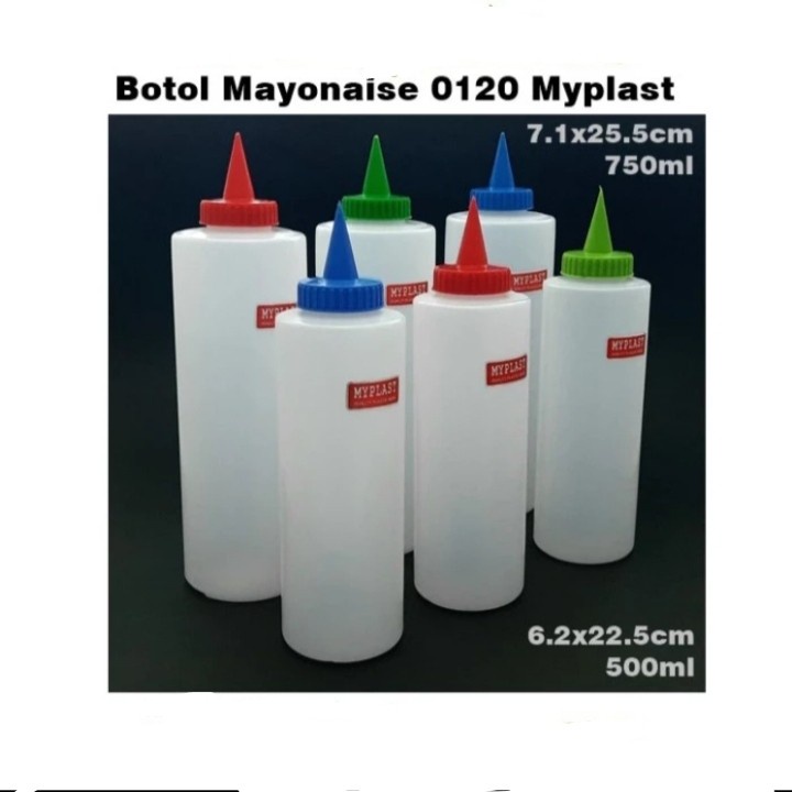 Botol Mayones MY PLAST Botol Plastik Serbaguna Botol Kecap Tutup Lancip Botol Telor Gulung Cilor Tut