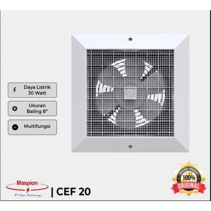 Ceiling Exhaust Fan Kipas Maspion CEF 20 CEF20 Blower Penghisap Udara 8 inch