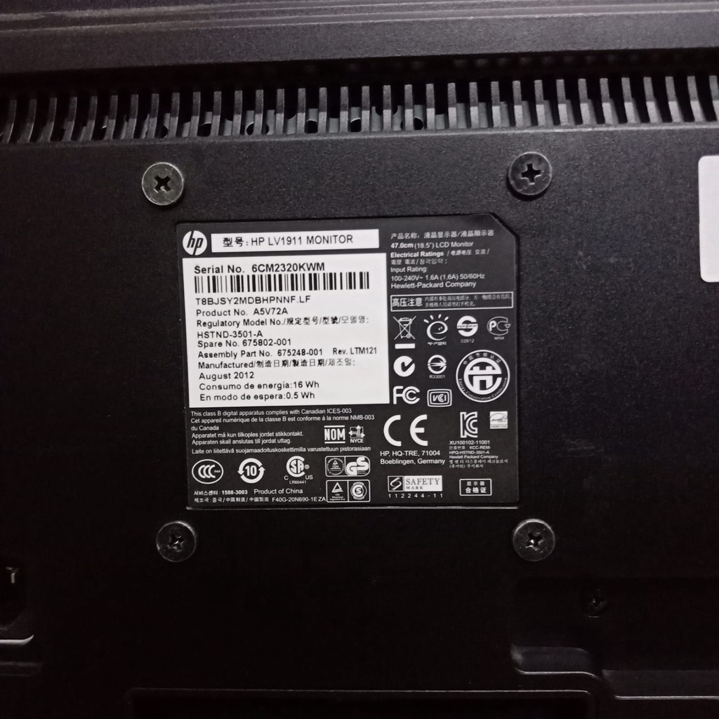 MONITOR MEREK HP LED 19 INCH WIDE HP V194 VGA LCD HP 19 INCH BERGARANSI MURAH MERIAH