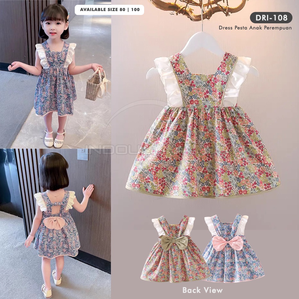 Dress Casual Pesta Anak Cewek Import Premium Setelan Baju Rok Bayi Balita Perempuan 6 Bulan - 5 Tahun DRI-108 Baju Anak Perempuan Baju Bayi Perempuan