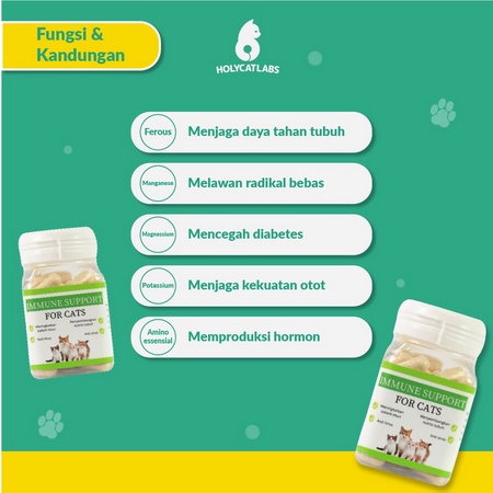 IMMUNE SUPPORT FOR CATS 50 CAPSUL VITAMIN IMUN VIRUS STRESS KUCING