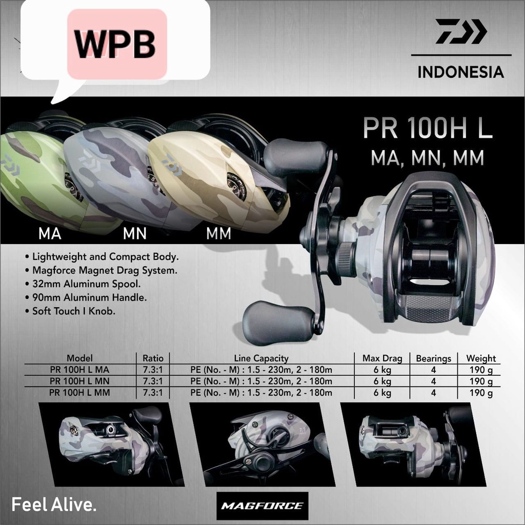 Reel BC / BAITCASTING DAIWA PR 100H L (LEFT HANDLE)