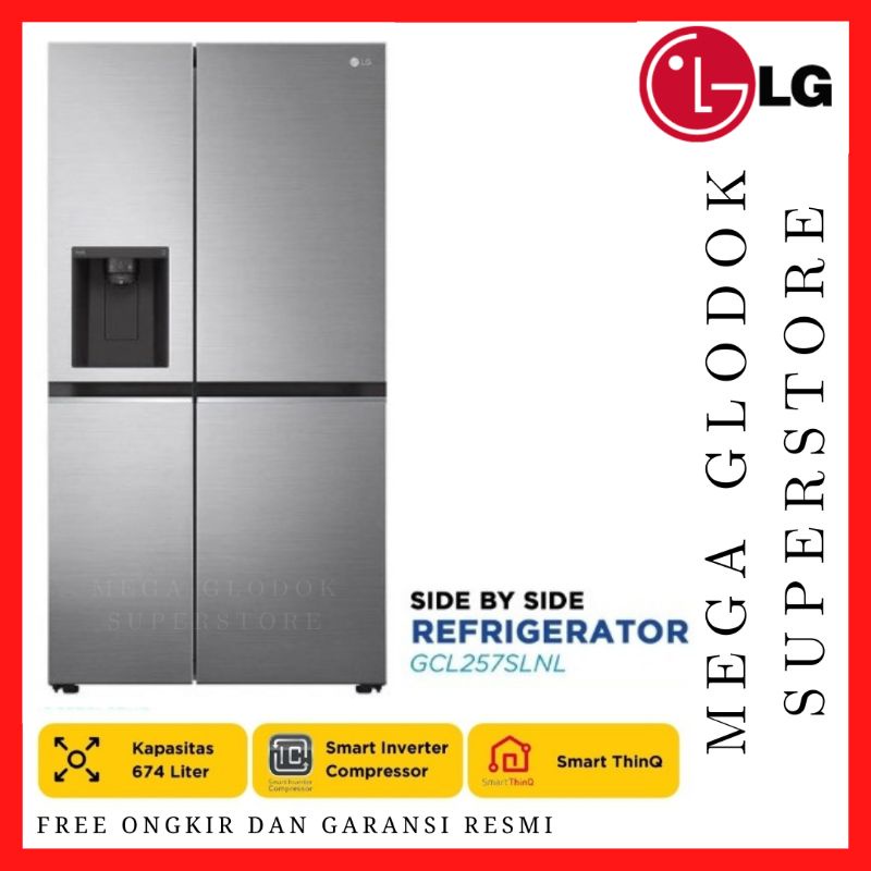 LG GC-L257SLNL Kulkas Side By Side Dispenser 635 Ltr L257SLNL