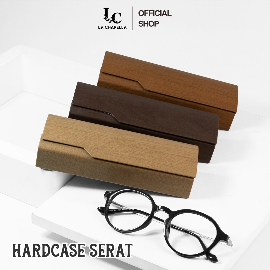 La Chapella - Box Tempat Kacamata Hardcase/Kotak kacamata lucu/Hardcase kacamata Terbaru/Motif Diagonal box kacamata premium/Anti Bentur, Anti Debu Material Serat Kayu H003