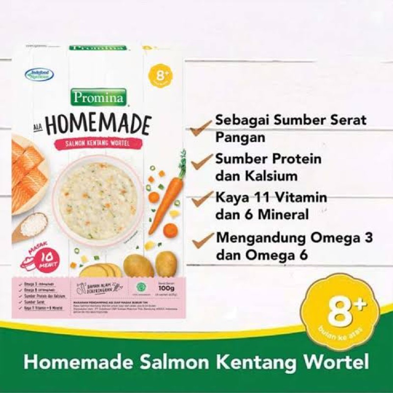 PROMINA HOMEMADE 100gr 8+ / MPASI HOMEMADE / MPASI 8+ / PROMINA HOMEMADE SALMON KENTANG WORTEL / PROMINA HOMEMADE AYAM BROKOLI LABU KUNING