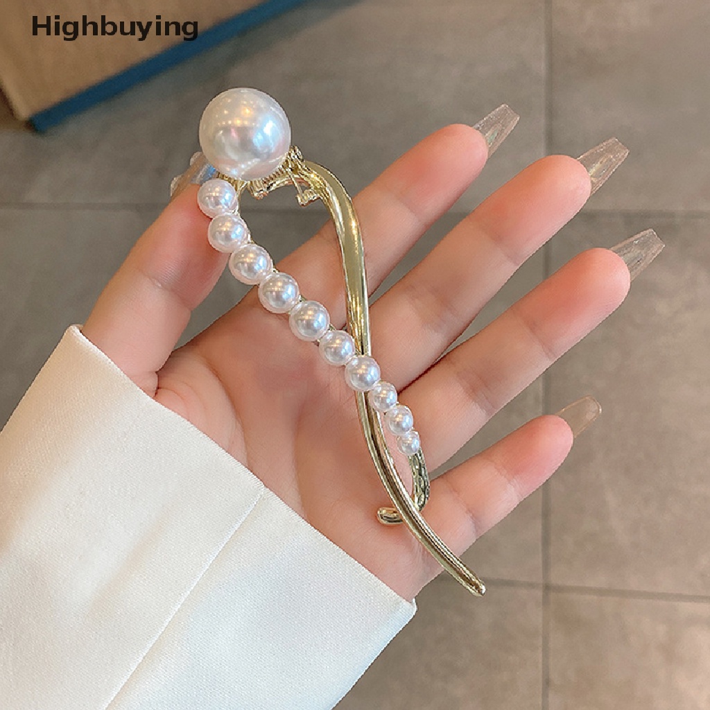 Hbid Jepit Rambut Mutiara Satu Kata Klip Kodok Jepit Grab Clip On The Back Of The Head Arc Hairpin For Women Girls Simple Geometric Hairgrip Aksesoris Rambut Untuk Wanita &amp; Anak Perempuan Hairstyles Gl