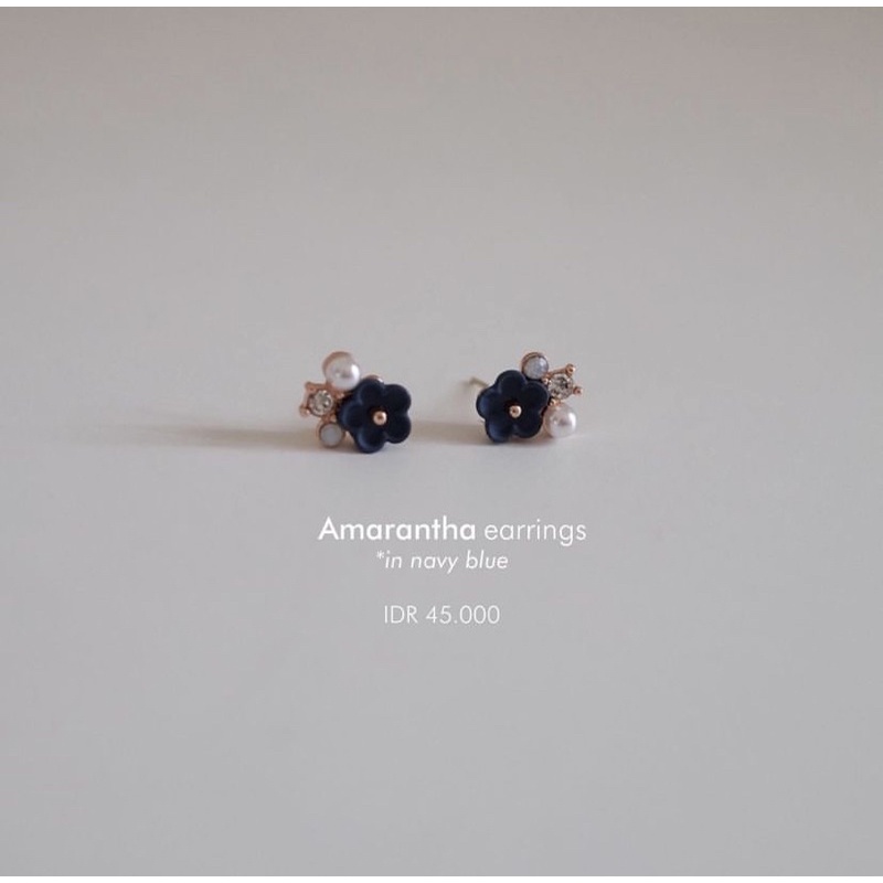 Ark.co - AMARANTHA white navy gold rosegold ; AMADEA flower earrings anting bunga