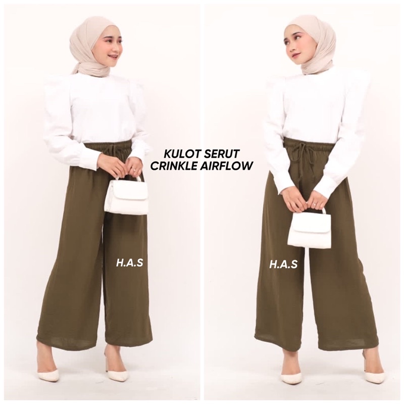 PREMIUM CELANA KULOT CRINKLE JUMBO HIGHWAIST WANITA LOOSE CULLOTE PANTS PANJANG