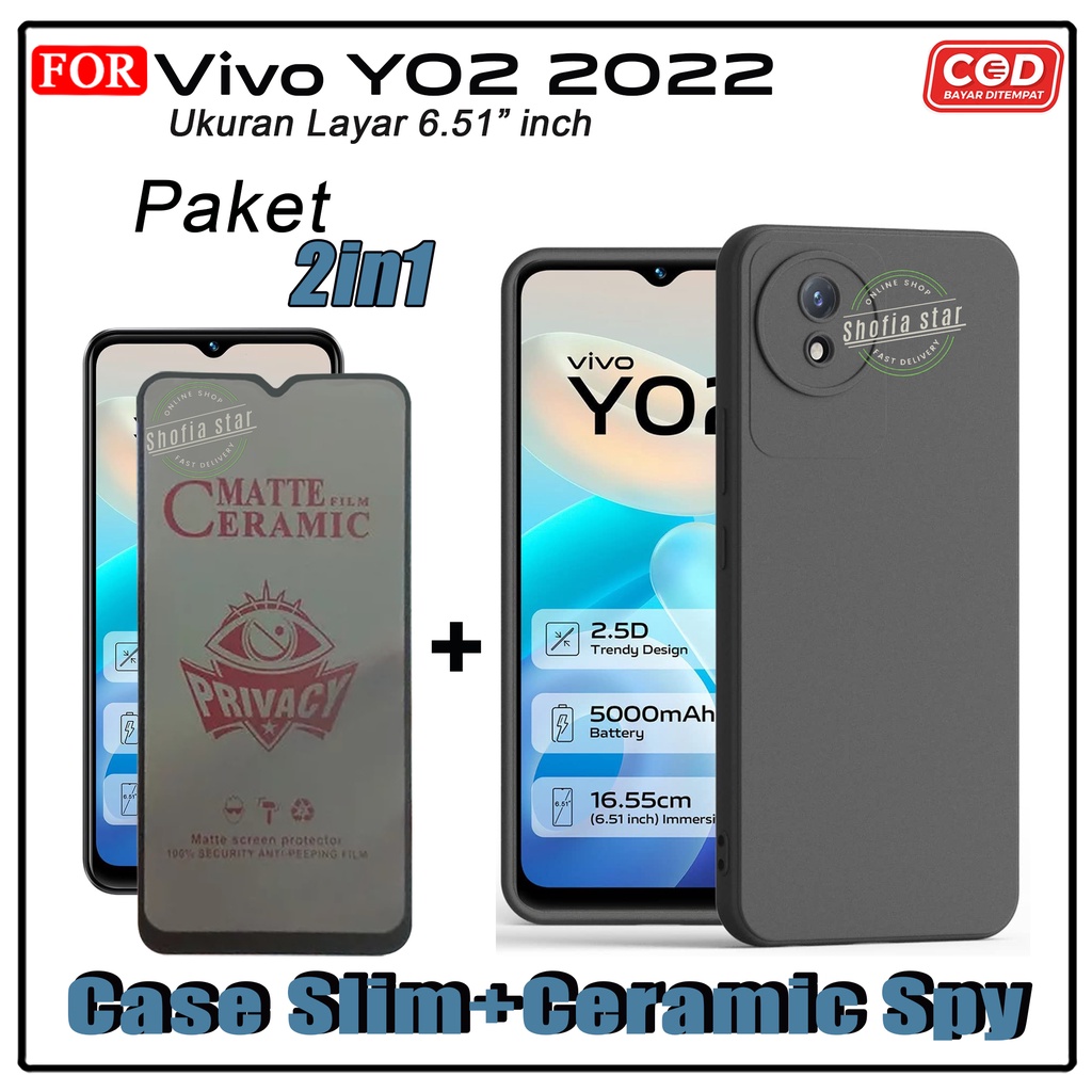 Promo 2in1 Case Vivo Y02 Y22 Y16 Softcase Slim Black Protect Casing