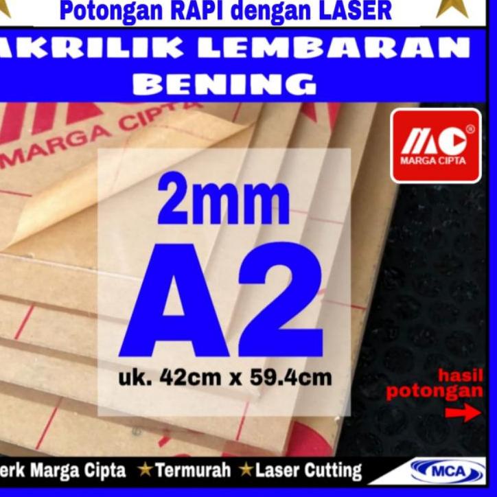 RKA174 AKRILIK lembaran 2mm A2 / Akrilik bening / Marga cipta / Acrylic --