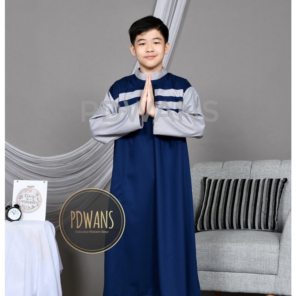 JUBAH ANAK REMAJA TANGGUNG Bahan Katun Toyobo Resleting Baju Muslim Anak Jubah Gamis Seri Warna PDWANS - JbA02W