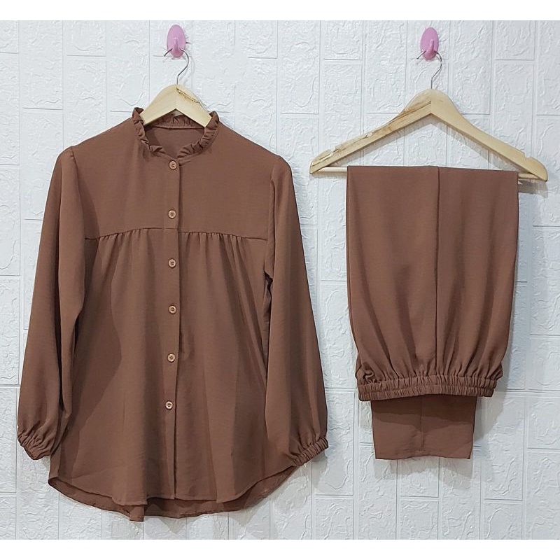 ONE SET RAYON CRINKLE AIRFLOW SETELAN // SETELAN RAYON CRINKLE AIRFLOW// DRESS RAYON // SETELAN RAYON  //BUSUI FRIENDLY//PIYAMA//PREMIUM//HOMEY//BUSUI-Milo