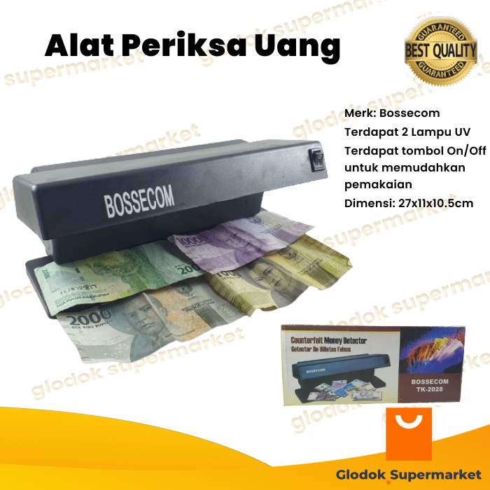 Alat Deteksi Periksa Uang Palsu Money Detector UV Bossecom TK2028