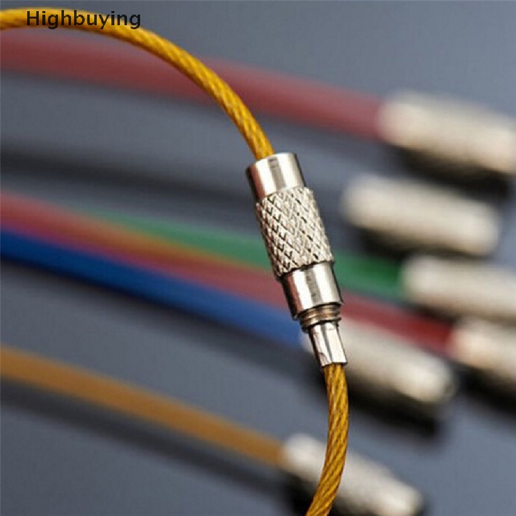 Hbid 5PCS Kawat Stainless Steel Gantungan Kunci Kabel Key Ring Chains Outdoor Hiking Fashion Glory