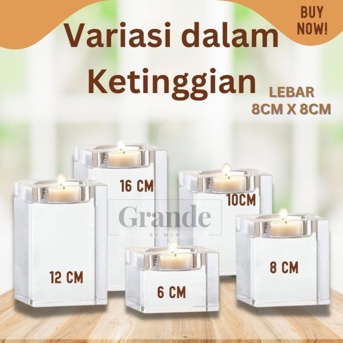 Romantic candle holder Tempat Lilin kristal Tinggi 16CM Lebar 8CM