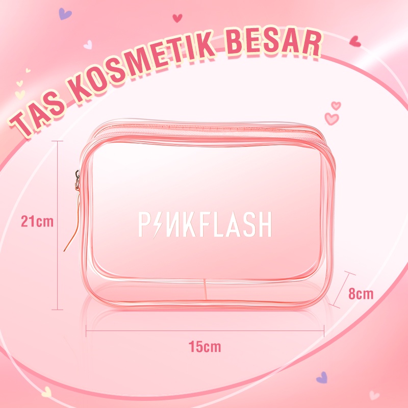 PINKFLASH Stylish Practical Cosmetic Bag Wash Bag Transparent Thickened PVC Material Wear-resistant Pressure-resistant Waterproof Moisture-proof Multi-purpose