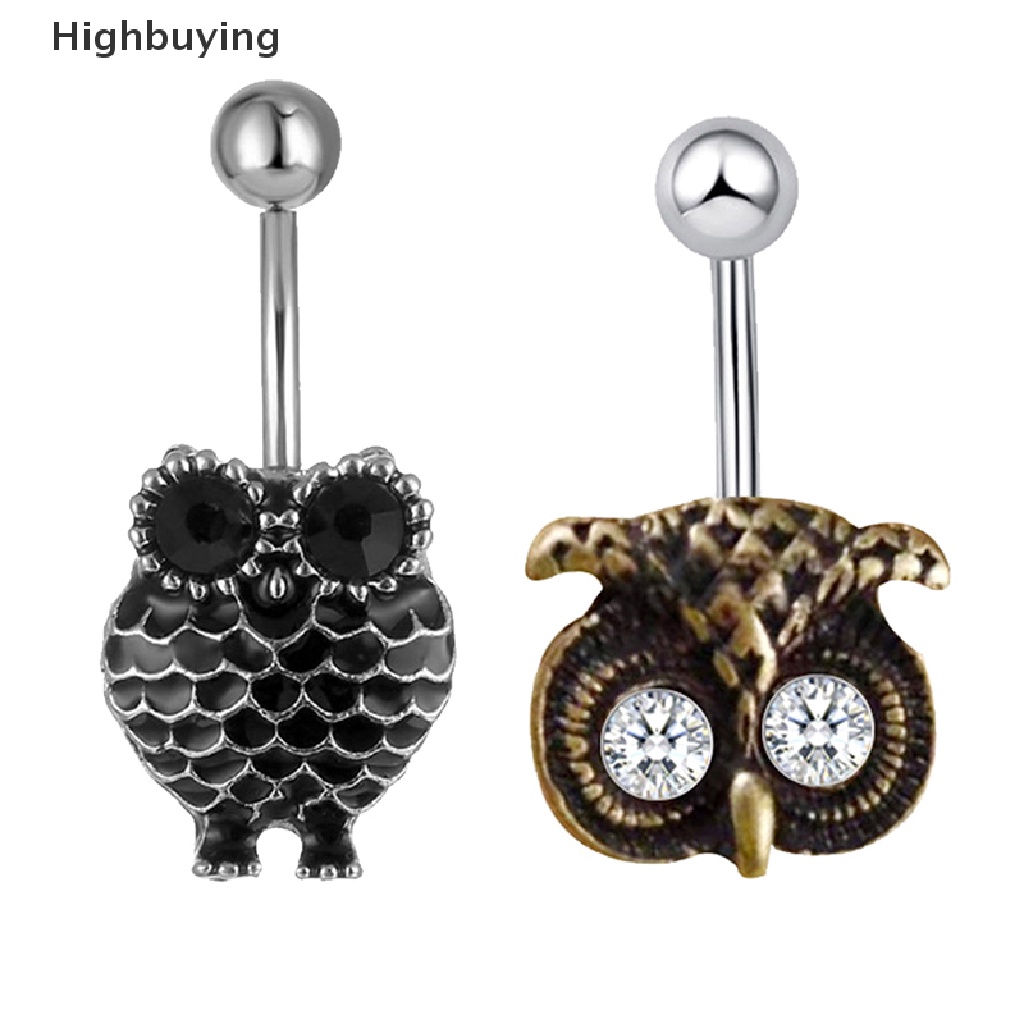 Hbid Cute Owl Belly Button Rings Kristal Zirkon Wanita Sexy Belly Button Ring Glory